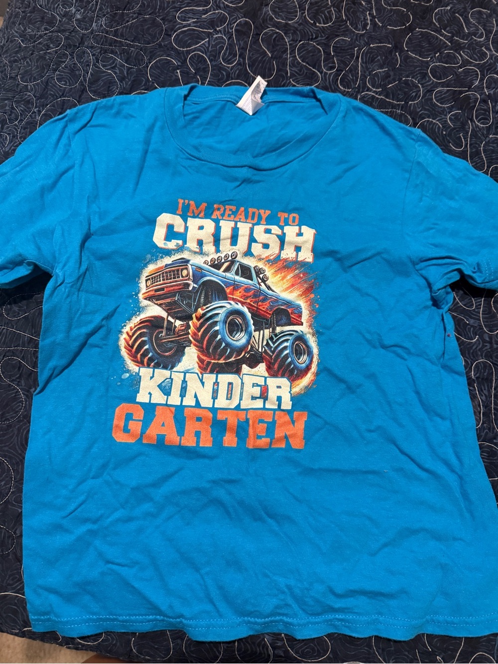 Port and Company Bright Blue Monster Truck 'I'm Ready to Crush Kindergarten' Tee